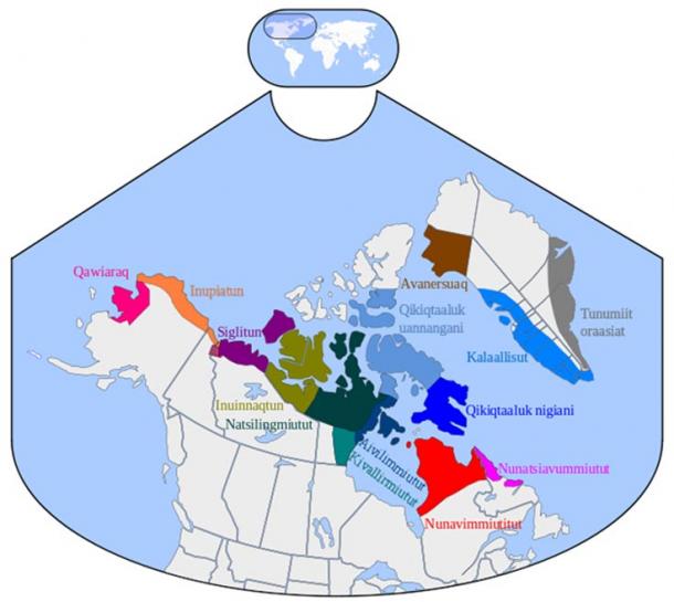 Distribution of Inuit dialects.