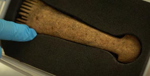 An Iron Age weaving comb with ring and dot motifs is one of several textile tools found