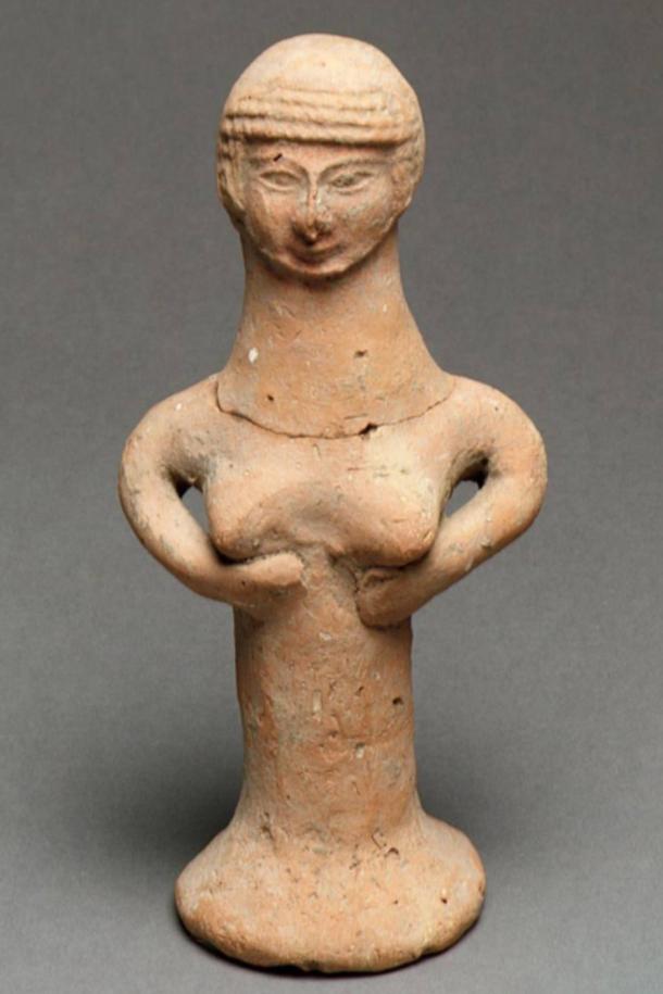 Israelite ceramic figure of a nude woman, identified as an Asherah pillar.