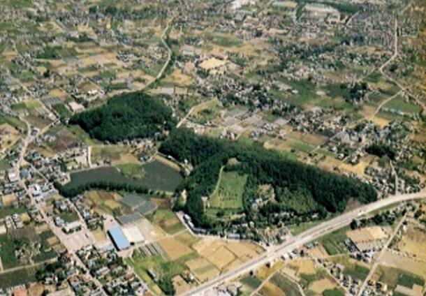 An aerial view of the Iwajuku site.