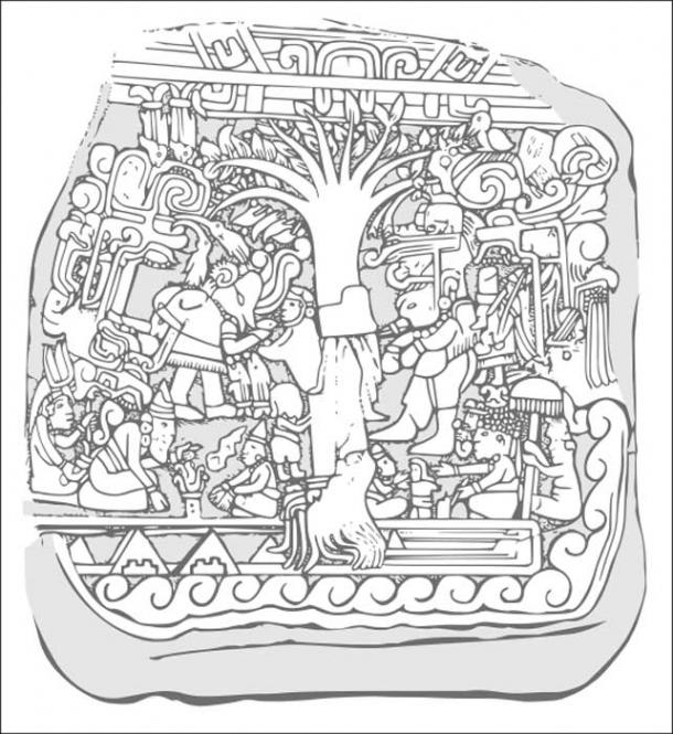 An illustration of Izapa Stela 5. 