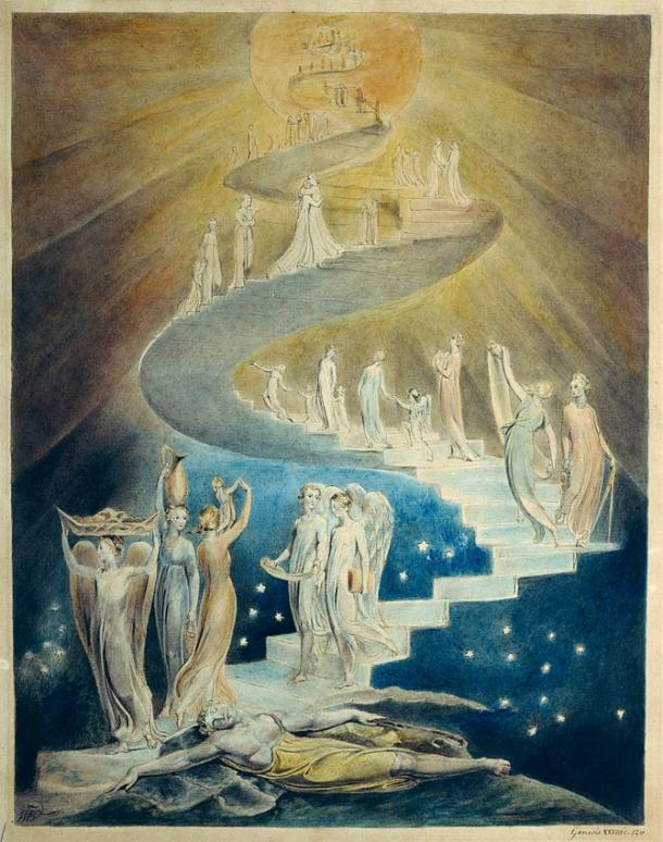 El sueño de Jacob de William Blake (hacia 1805, Museo Británico, Londres)