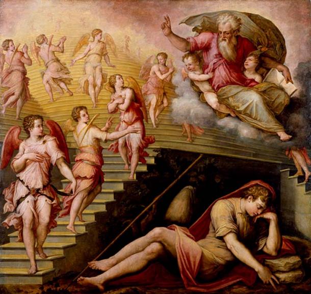 ‘Jacob’s Dream’ with Jacob’s ladder depicted as stairs (1557-1558) by Giorgio Vasari.