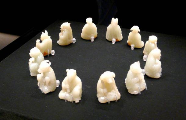 Jade figurines of the 12 animals of the Chinese Zodiac. Capital Museum, Beijing, China