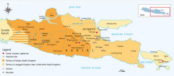 Janggala and Panjalu later unified as Kediri kingdom 