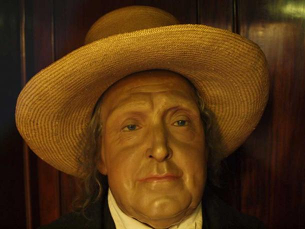 Jeremy Bentham’s wax head representation on the auto-icon. (CC BY-NC 2.0)