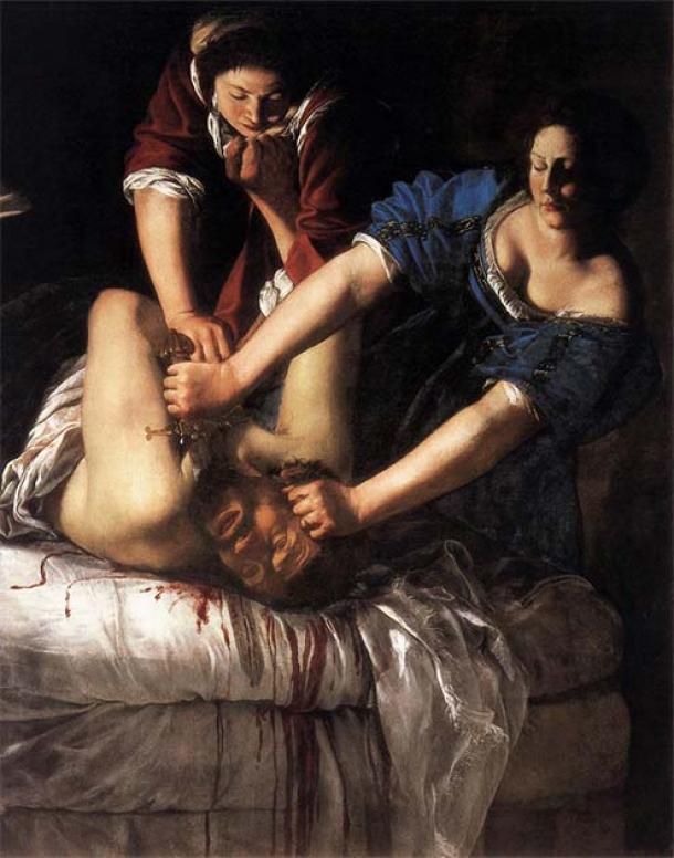 Judith Slaying Holofernes, by Artemisia Gentileschi circa 1611. This painting is believed to be a self-portrait, representing the revenge of Artemisia after her rape by Italian painter Agostino Tassi. (Public domain)