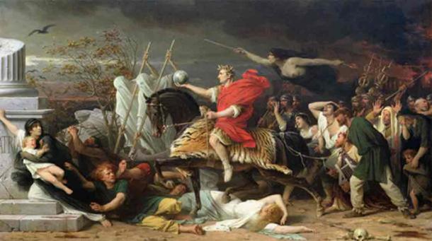 Julius Caesar leading captives to their fate. ‘Caesar’ by Adolphe Yvon. (Public Domain)