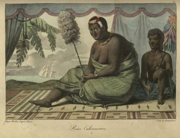 Ka’ahumanu, widow of Kamehameha I with Charles Kana’ina. Ka’ahumanu was said to be one of the most influential leaders in Hawaii's history. 