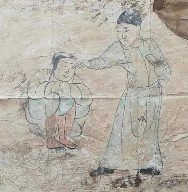 Another of the Khitan murals found in the tomb. (CFTV)