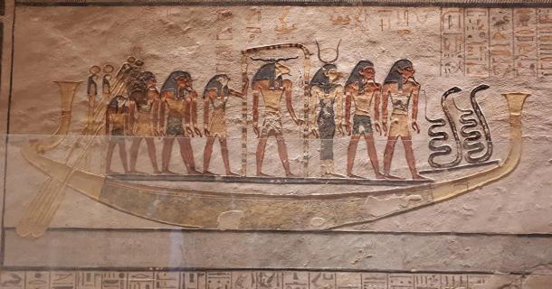 Khnum is the central figure on this sacred boat. (Alicia McDermott)