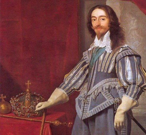 King Charles I with the Crown Jewels (Public Domain)