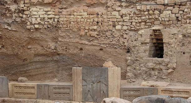 King Taita is shown on the right relief. Haddad temple, Aleppo, Syria. 