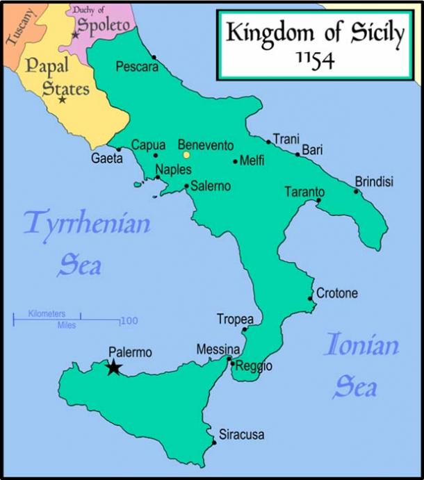 Map of the Kingdom of Sicily,