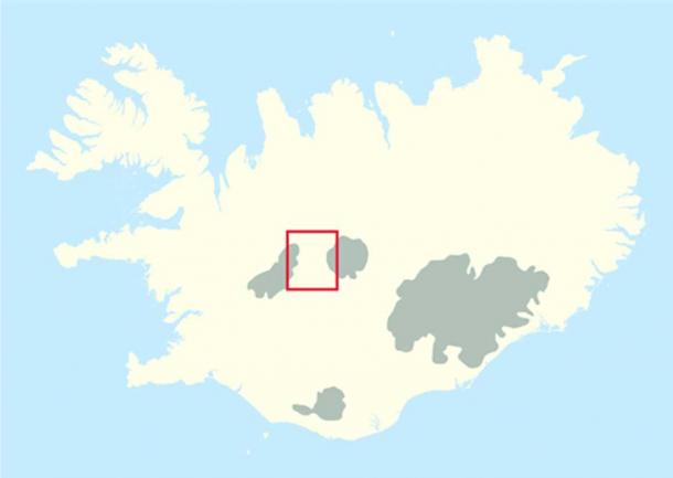 Location of the Kjolur highland area.