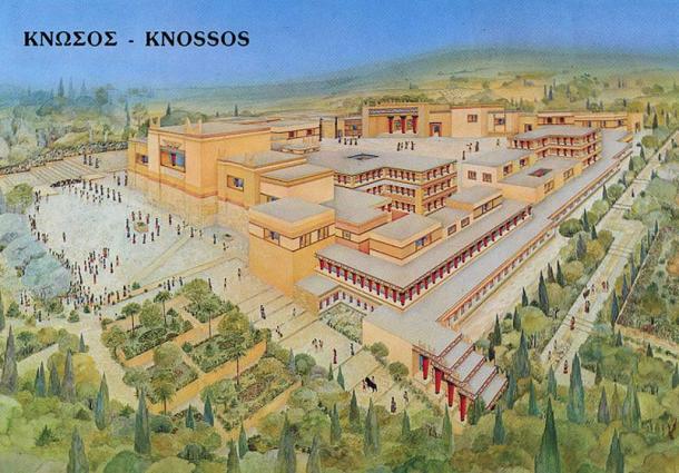 Artist’s representation of the Palace at Knossos. 