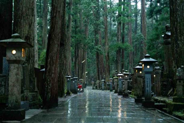 The famous Koyasan cemetery leading to the grave of Kukai or Kobo Daishi, founder of the imperial Shingon Buddhist sect, on Mount Koya. (Claude Jin / Adobe Stock)
