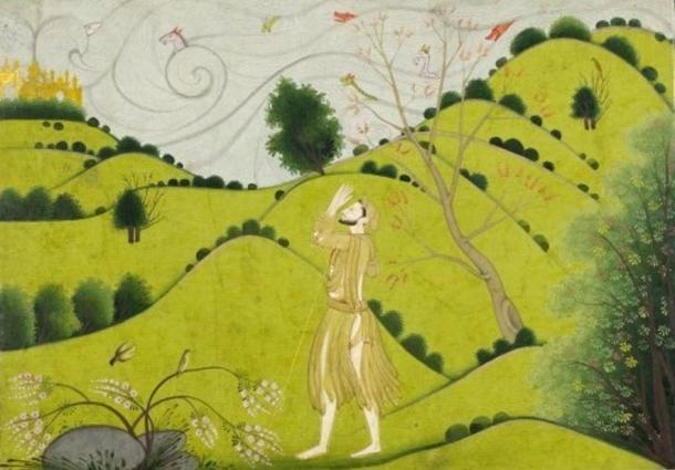 Krishna’s childhood friend Sudama praising Krishna’s golden castle in Dvārakā. (1775-1790)