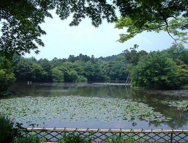 Kyoyochi Pond, created in the 12th century as a water garden. 
