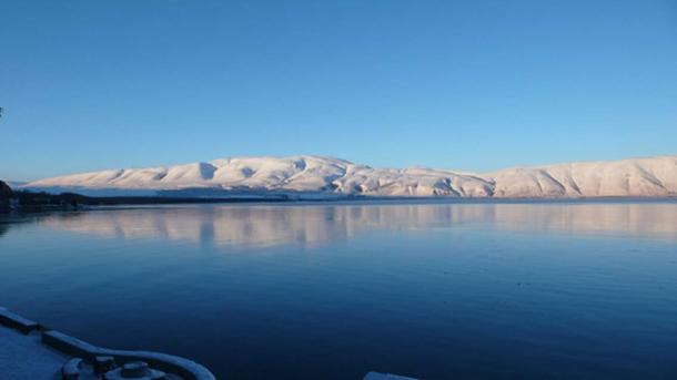 Lake Sevan in winter (Public Domain)