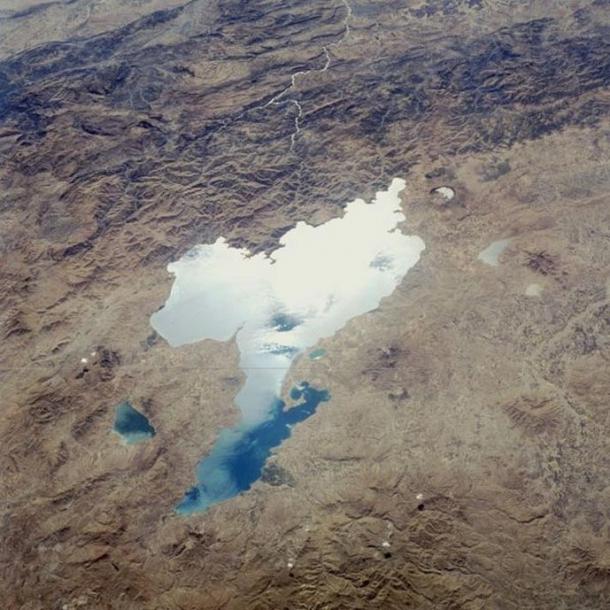 Lake Van viewed from the Space Shuttle Challenger. 
