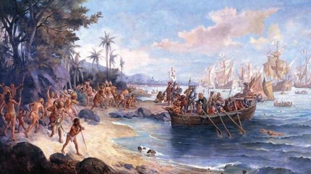 ‘Landing of Pedro Álvares Cabral in Porto Seguro, in 1500’ (1922) by Oscar Pereira da Silva.