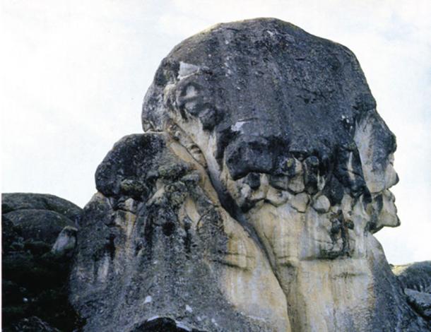 Large rock with the form of a human face, possibly a natural formation, Marcahuasi