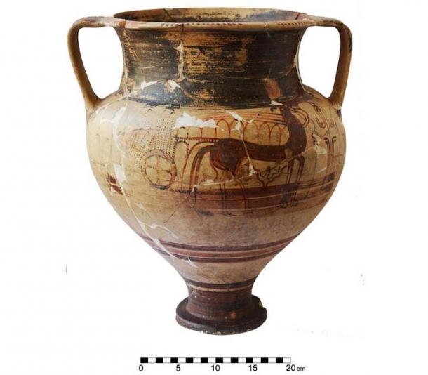 Large Mycenaean (Greek) “Chariot krater” (c. 1350 BC) discovered in elite tomb in Cyprus. (P. M. Fischer / Public domain)