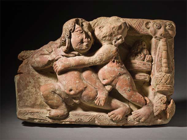 5th century terracotta depiction of Kushti mud wrestling found in Uttar Pradesh and housed at the Los Angeles County Museum of Art. (Public domain)