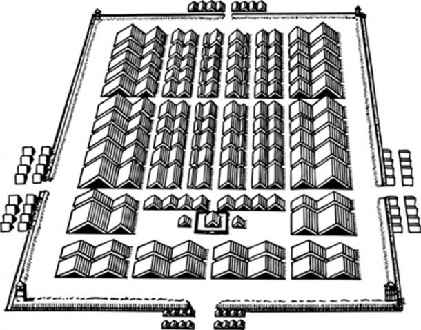 Layout of ancient Roman marching camp. (barbulat / Adobe)