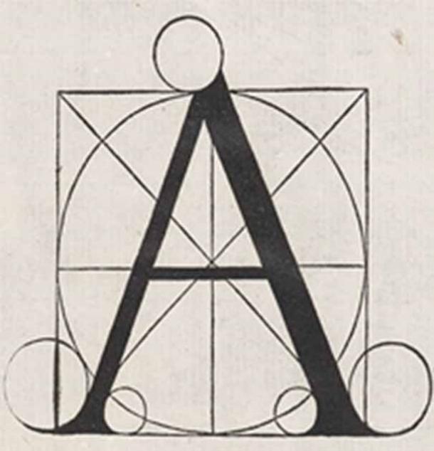 Leonardo Da Vinci’s Letter ‘A’ illustration from Divina Proportione by Luca Pacioli (c.1445-1517)