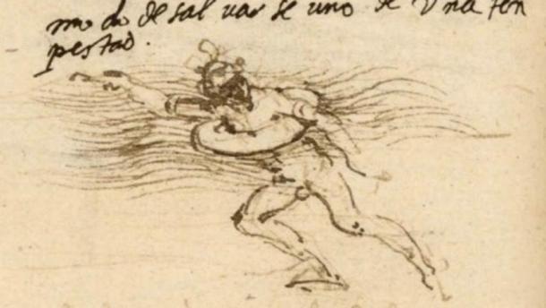 Lifebelt sketch by Leonardo da Vinci (circa 1488–90).