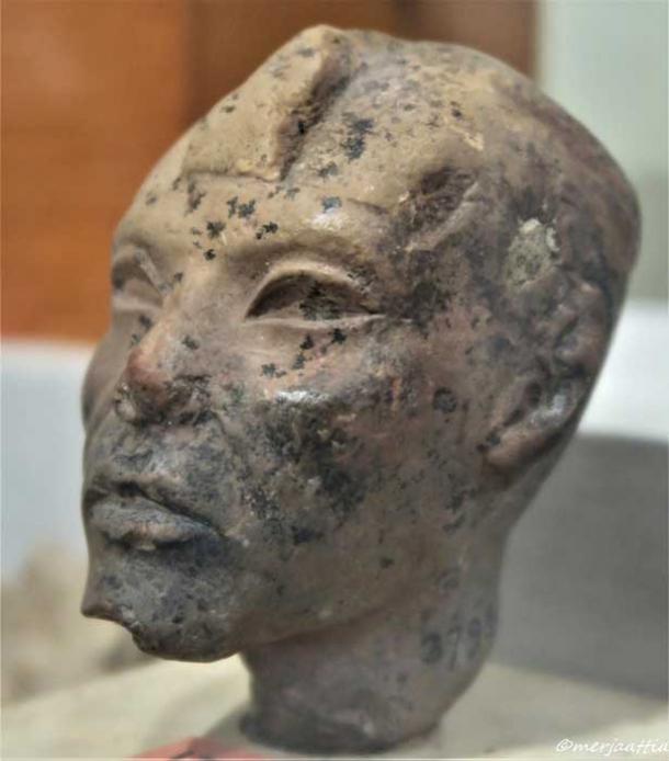 Limestone or calcite head of a statuette, possibly Pharaoh Aye – believed by some to have been Nefertiti’s father. The royal uraeus would have probably been added after completion. Egyptian Museum, Cairo.