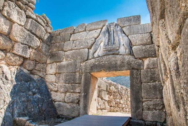 The Lion’s Gate, main entrance to the ancient city of Mycenae in Greece. (Haris Andronos / Adobe Stock)