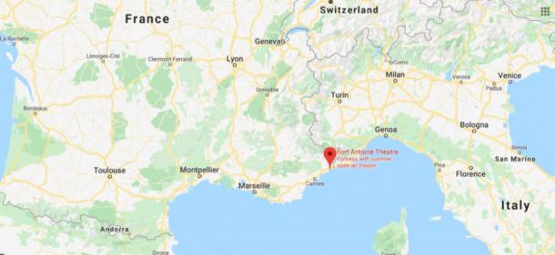 Location of Fort Antoine, Monaco (Google Maps)