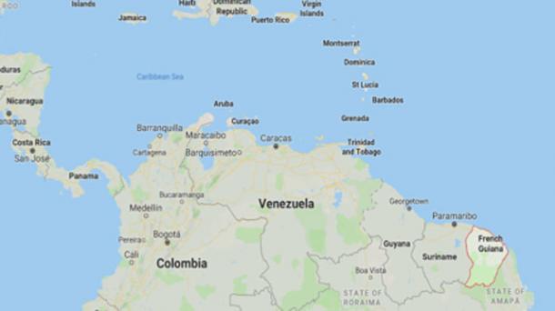 Location of French Guiana (Google Maps)