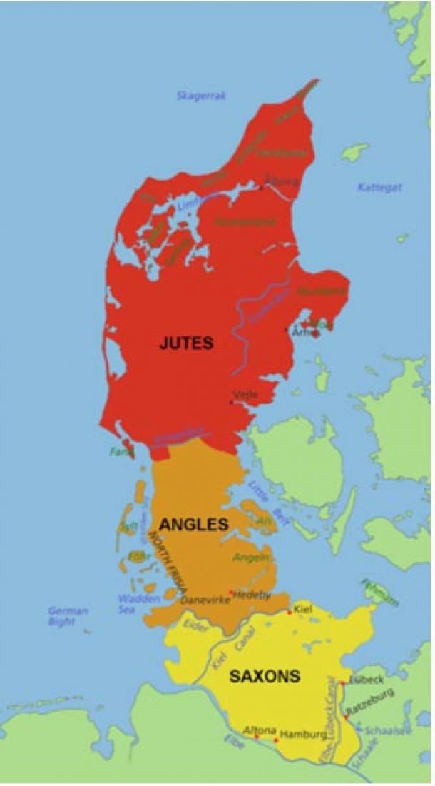 Location of the Jutes, Angles and Saxons before their migrations to Britain (TharkunColl /CC BY-SA 3.0)