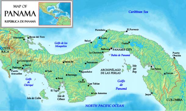 Location of the Pearl Islands (Archipiélago de las Perlas) in the Gulf of Panama 