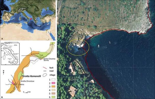Location of Romanelli Cave in Italy. (Sigari et. al. / Antiquity Publications Ltd)