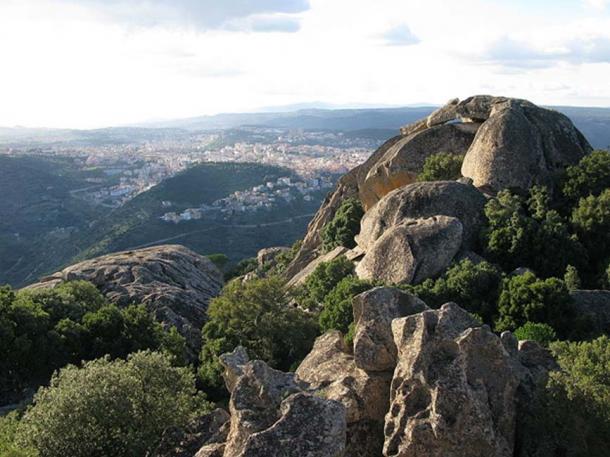 Looking at Nuoro, the main urban center in Barbagia, from a distance.
