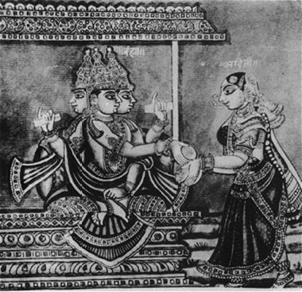 Lord Brahma and Adhiti, mother of the gods. (Public Domain)