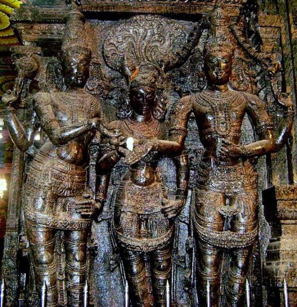 Lord Vishnu weds Meenakshi to Shiva. 