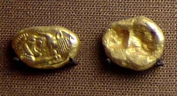 Lydian coin, 6th century BC. Pergamon museum. Berlin. (Public Domain)