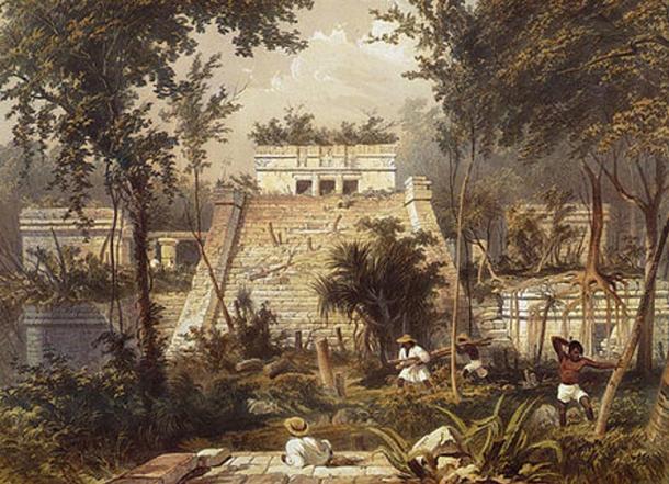 Main temple at Tulum, by Frederick Catherwood