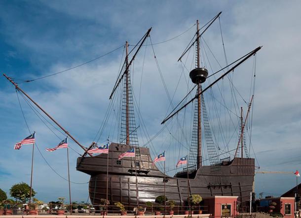 Malacca City, Malaysia: Flor de la mar, Replica of Portuguese ship, built in 1994. 