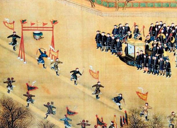 Manchu ice skaters perform during a holiday.