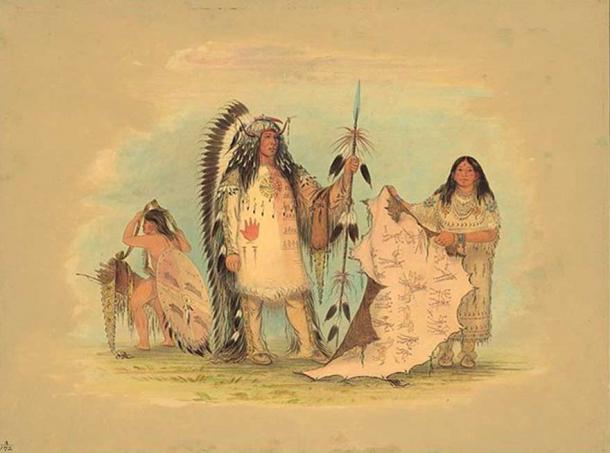 Mandan War Chief with His Favorite Wife (Catlin 1861-69)