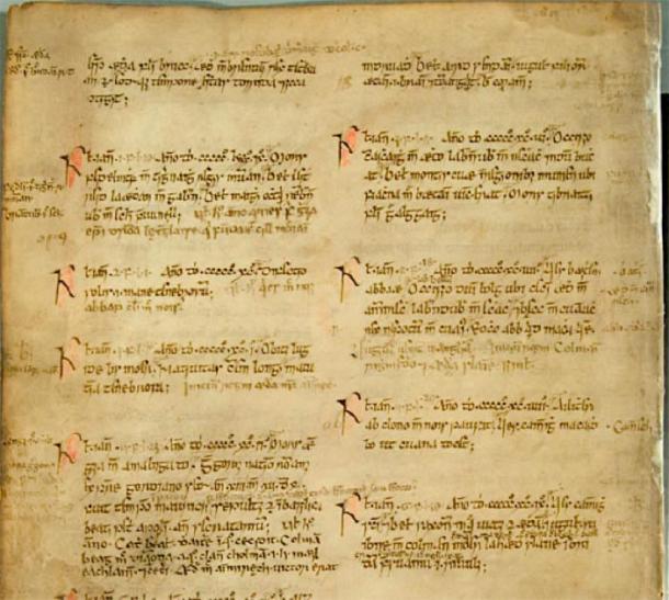 Manuscript of the Annals of Ulster. (Frukost the Viking / Public Domain)