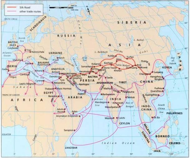 Map of ancient merchant routes. Report photo
