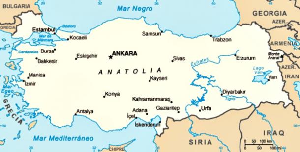 Map of the Anatolian peninsula - the origin of the first European farmers, according to the recent study.
